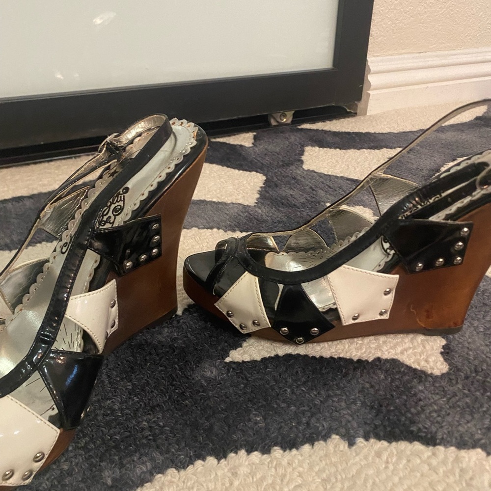 Naught Monkey Patent Leather Patchwork Heels - image 6